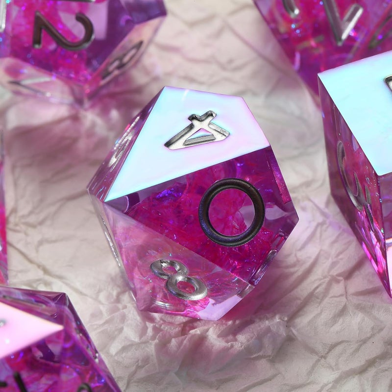 DNDND Iridescent Plating Purple Sharp D&D Dice, Handmade DND Resin Sharp Edge D&D Die with Gift Case for Dungeons and Dragon Tabletop Games (Iridescent Plating Purple) - Image 5